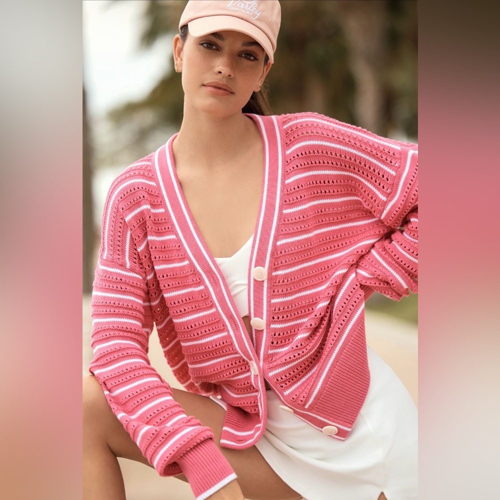 Varley Antonia relaxed cardigan sweater pink